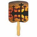 Religious Hand Fan/ Crosses at Sunset